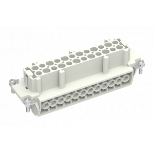 Розеточная контактная вставка SE-024-F, Розеточная контактная вставка, винтовая фиксация, 24 полюса + PE, типоразмер 24B, 500V, 16A, сечение обслуживаемых проводников 0,14-2,5 мм кв, тип покрытия контактов: серебро