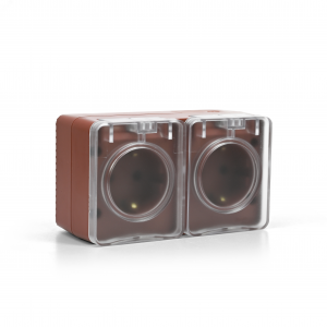 AtlasDesign PROFI IP54 О/У РОЗЕТКА двойная с з/к со шторками 16А, ТЕРРАКОТОВЫЙ ATN547026