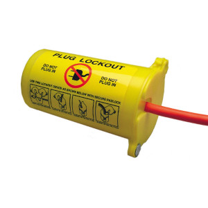 gws45842, Блокиратор штепсельных разъемов универсальный, полипропилен, 159х88 мм, цвет – желтый, 1 шт/упак