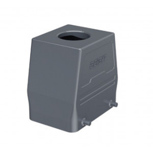 Крышка разъема H32A-TO-4P-PG29, Крышка разъема на кабель, типоразмер 32A, без уплотнителя, 1 отверстие с резьбой для кабельных вводов PG29, с верхним расположением, без защелок (упоры для двух защелок), материал корпуса: алюминиевый сплав