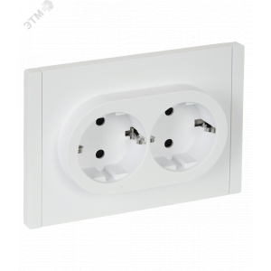 Розетка 2-м СП FORTE&PIANO FP223 16А с заземл. защ. шторки безвинт. крепл. бел. IEK FP-R24-16-1-K01