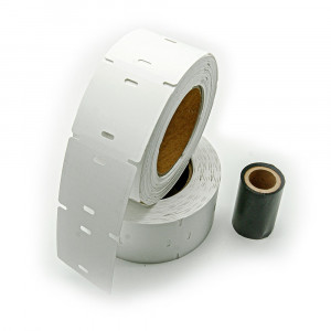 brdz142, Комплект для маркировки кабеля: бирка У-134 (форма-квадрат), размер 55 х 55 мм, 1000 шт.(2 рулона по 500 шт.); риббон, цвет черный, размер 64 мм х 74 м, втулка 25.4 мм