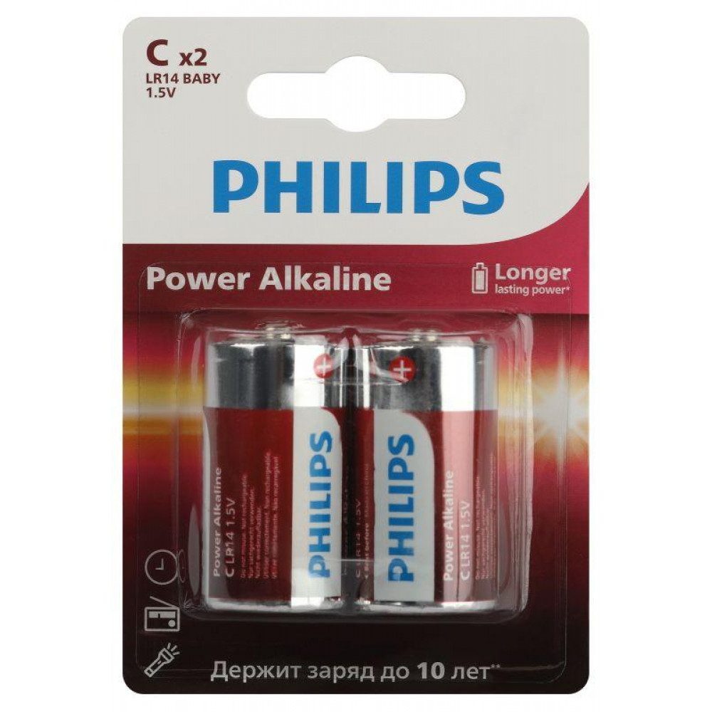 Изображение товара Элемент питания алкалиновый C/LR14 1.5В Power 2 шт от Philips