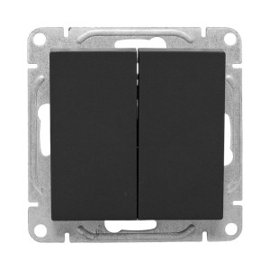 Механизм выключателя, двухклавишный, проходной, ч-рный Эпика EKF UP1-SWB-21