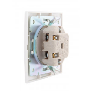 Розетка 1-м СП Mira 16А IP20 без заземл. с сер. вставкой керамика бел. 701-0215-121