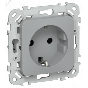 FLITE Розетка с заземлением без защитных шторок безвинтовое крепление 16А РС11-1-ФлС серый IEK FI-R11-16-1-K03