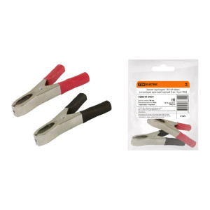 Зажим "крокодил" ЗК 50А 98мм в изоляции красный/черный (1шт+1шт) SQ0541-0031