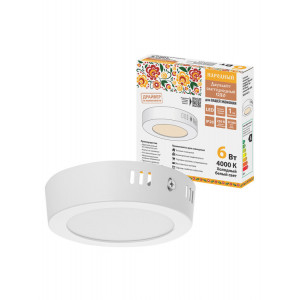 Светильник светодиодный накладной "Даунлайт НАРОДНЫЙ" круг СПО (белый) алюминий 6Вт 4000К SQ0329-4213