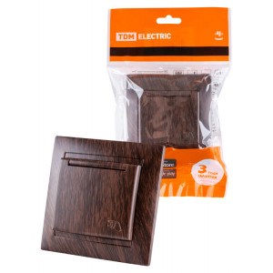 Розетка 2П+З 16А 250В IP44 с крышкой венге "Лама" SQ1815-0426