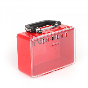 gwrX22, Бокс групповой пластиковый портативный, ABS-пластик и поликарбонат, количество крюков внутри – 6, 200х162х90 мм, цвет – красный, 1 шт/упак