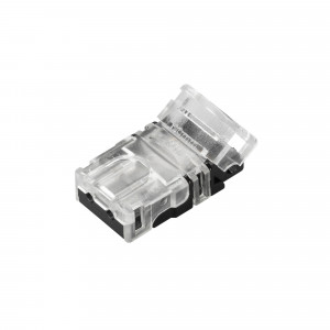 Коннектор HIP-GERM-MONO-10-2pin-STW 031999, Одиночный коннектор (без провода) для подключения питания к герметичным (IP54/IP65) одноцветным лентам SE (заливка силиконом сверху) шириной 10 мм. Очистка провода питания (0,34-0,75 мм2) от изоляции не требуется. Материал - пластик. Максимальный допустим