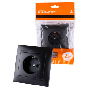 Розетка 2П+З 16А 250В графит "Лама" SQ1815-0623