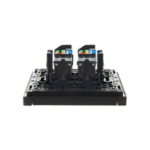 FORTE&PIANO Розетка компьютерная двойная RJ45 кат.5E FP133 черный IEK FP-K20-1-K02