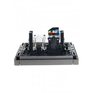 FORTE&PIANO Розетка двойная TV+RJ45 кат.5E FP536 сталь IEK FP-AK20-1-K46