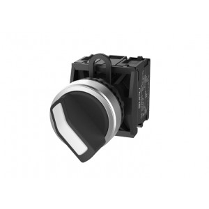 Селекторный переключатель (черный) TS2010-1AF60, Переключатель, короткая ручка, 3-х позиционный, без самовозврата, без подсветки, пластиковое переднее кольцо, без контактной группы, диаметр головки кнопки 29,5 мм, диаметр посадочного отверстия: 22 мм, цвет: черный