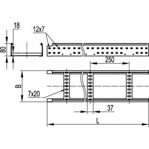 Лоток лестничный 80х600 L=3000мм LL8060