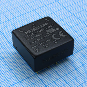 URA2415YMD-10WR3, Преобразователь DC/DC на печатную плату вход 24В, выход ±15В, ±333мА (ТНТ)