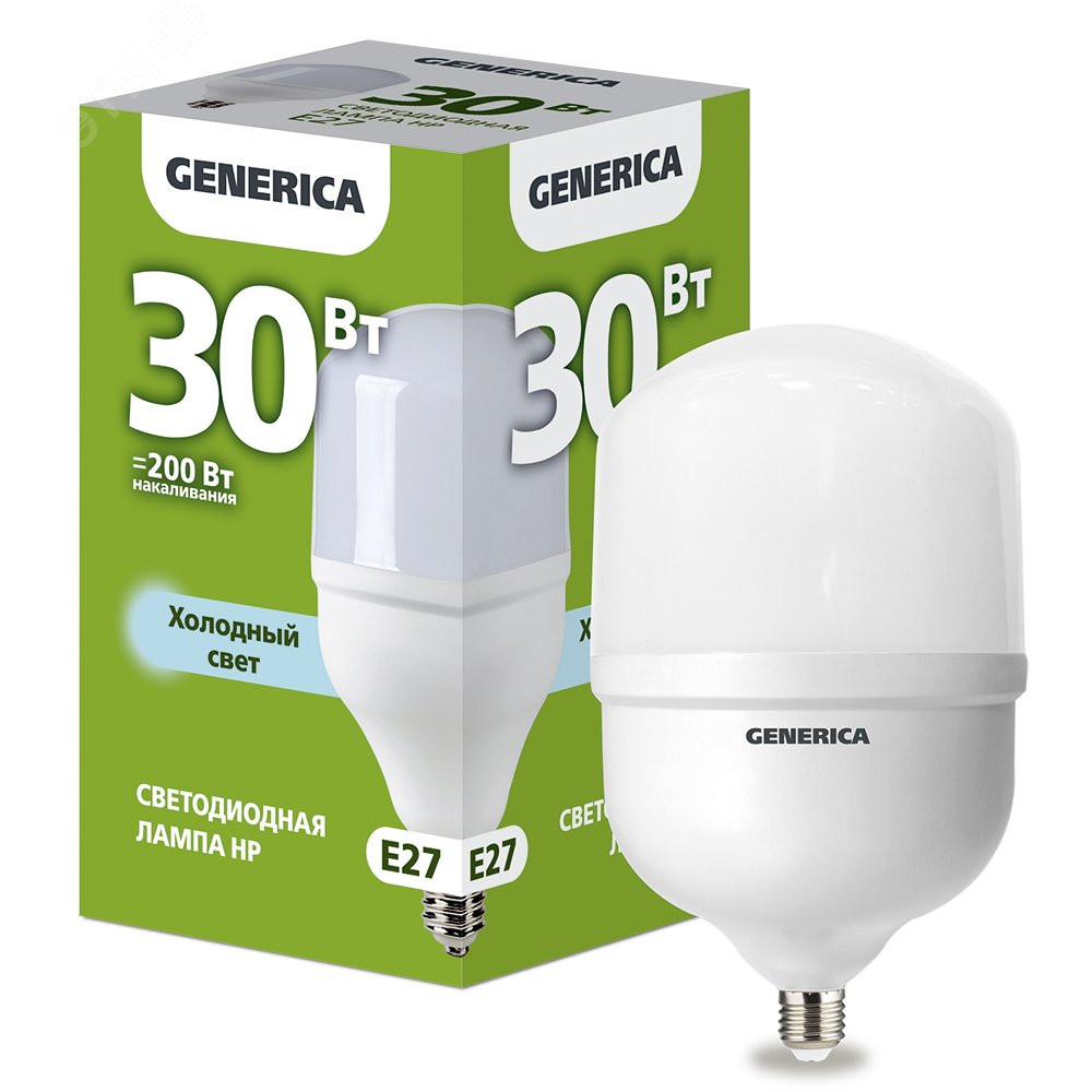 Изображение товара Светодиодная лампа HP 30Вт E27 6500К IEK GENERICA LL-HP-30-230-65-E27-G