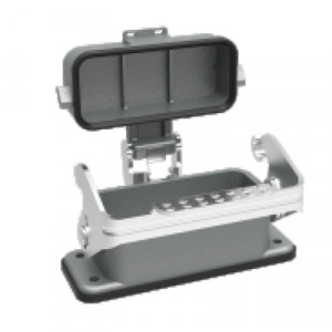 Открытое основание разъема D10A-BK-1L-MCV, Основание разъема на панель, открытое, типоразмер 10A, без уплотнителя, с одной защелкой, с защитной крышкой, материал корпуса: алюминиевый сплав