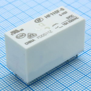 HF115F-S/5-HSF, Реле силовое, 16А один контакт на замыкание катущка 5В 0.4Вт