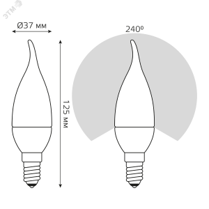 Лампа светодиодная LED 6 Вт 420 лм 3000К AC180-240В E14 свеча теплая  Elementary Gauss 34116