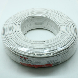 Телефонный кабель ШТЛП 2 жилы CCA, 100м, белый, обмедненный, цвет белый, в бухте 100м, цена за бухту