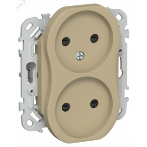 FLITE Розетка 2-местная без заземления с защитными шторками безвинтовое крепление 10А РСш02-1-ФлХ хаки IEK FI-R23-10-1-K59