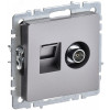 BRITE Розетка двойная TV+RJ45 кат.5E РТВ/РК12-БрС сталь BR-AK20-1-K46