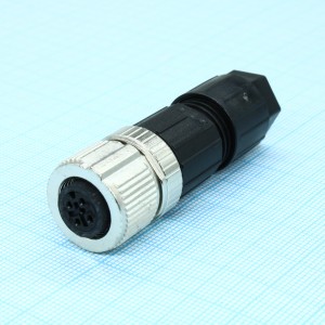 SACC-M12FS-5PL M, Разъем, Универсальный, 5-полюсн., неэкранированный, Гнездо прямое M12, Кодирование: A, Зажимы Push-in, материал накатанной гайки: Цинк. литья под давлением, с никелевым покрытием, наружный диаметр кабеля 4 мм ... 8 мм