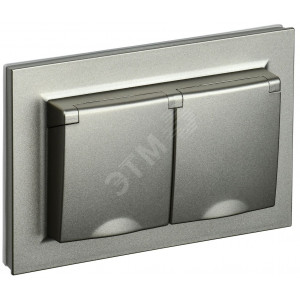Розетка 2-м СП BRITE РСбш12-3-44-БрШ 16А в сборе IP44 с крышкой шампань BR-R26-16-44-K37-F