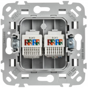 FLITE Розетка 2-местная компьютерная RJ45 категория 6 UTP РК6-2-0-ФлЧ черный IEK FI-K22-2-K02