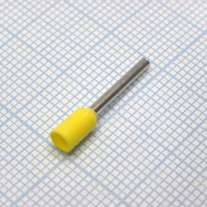 E7512PP Yellow, наконечник кабельный торцевой трубчатый с изоляцией, L=18.4/12мм, сеч. пров. 0.75мм2