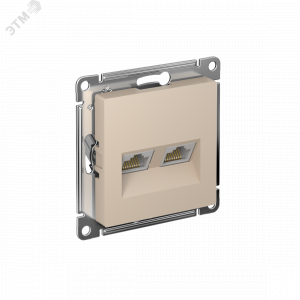 Розетка компьютерная 2-м AtlasDesign RJ45+RJ45 кат.5E механизм песочн. SE ATN001285