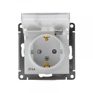 Розетка 1-м СП AtlasDesign Aqua 16А IP44 с заземл. защ. шторки с крышкой механизм бел. SE ATN440146