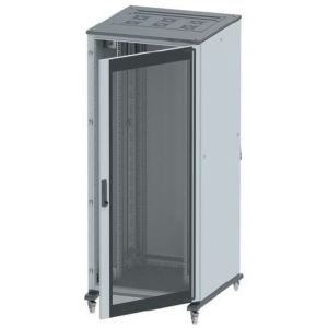 Напольный 19" IT-корпус ДКС серии CQE 47U 600х2200х600, двери стекло+сплошная, панели для крыши, кабельный ввод, RAL7011/7035 R5IT4766GS