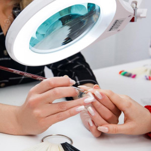 Лупа на струбцине круглая, 5D, с подсветкой 72 SMD, сенсорный регулятор яркости, белая