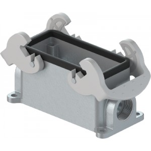 Закрытое основание разъема 70.331.2435.1, Основание разъема на панель, закрытое, типоразмер 24B, с уплотнителем, 1 отверстие с резьбой для кабельных вводов M25x1,5, с левым расположением, с двумя защелками, без защитной крышки, материал корпуса: алюминиевый сплав