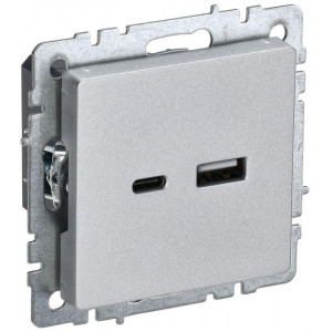 Розетка BRITE USB A+C 18Вт РЮ11-1-БрА алюм. BR-U22-018-K47