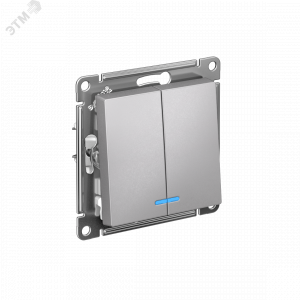 Выключатель 2-кл. СП AtlasDesign 10А IP20 (сх. 5а) 10AX с подсветкой механизм алюм. SE ATN000353