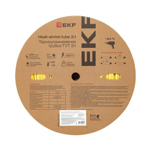 Термоусаживаемая трубка ТУТ нг 6/3 желтая рулон PROxima tut-6-y