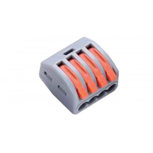Рычажная клемма, соединительная, PCT-214, Рычажная клемма, соединительная, универсальная, 4 полюса, сечение проводника 0,08 - 4,0 мм кв., 250V, 32A,цвет корпуса: серый, цвет рычагов: оранжевый,в упаковке 50 штук (Аналог 222-414)