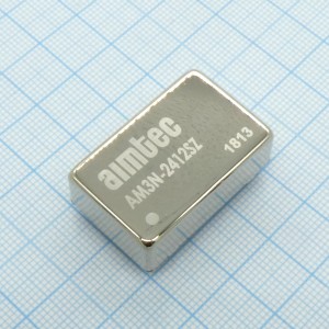 AM3N-2412SZ, DC/DC, 3Вт, вход 21.6…26.4В, выход 12В/0.25А, изоляция 1000В DC, КПД 69%, максимальная емкостная нагрузка не более 470мкФ, DIP24, 31.75x20.32x10.16мм, -40…85°C, металл