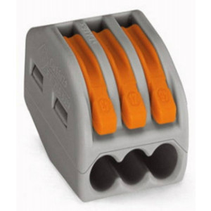 222-413 Универсальная клемма, 3-проводная, серая (0,08-2,5/4 мм?) (50 шт/уп) WAGO 07-5153