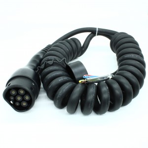 MEAC-T-032A-V1-03-5.0M-41A(H), Зарядный кабель для электромобиля Type2 питание 3 фазы, ток 32А, витой шнур 5м