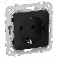 FLITE Розетка с заземлением без защитных шторок 16А РС11-0-ФлЧ черный IEK FI-R11-16-K02