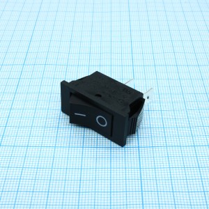 RK1-17 1X1 B/B"0-", Выключатель клавишный ON-OFF без подсветки цвет корпуса (черный) цвет кнопки (черный)