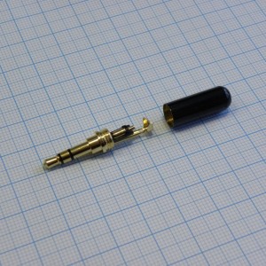 TRS 3.5Bk (mini plug) штекер металл мини, Стерео аудио штекер 3.5мм, металлический черный миниатюрный кожух.