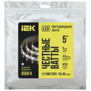 Лента LED 5м LSR-2835W60-4,8-IP20-12В LSR1-2-060-20-3-05
