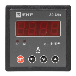 Амперметр AD-721s цифровой на панель 72x72 (квадратный вырез) однофазный в коротком корпусе EKF PROxima AD-721s