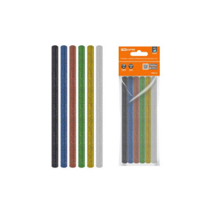 Клеевые стержни универсальные цветные с блестками, 7 мм x 100 мм, набор 6 шт, "Алмаз" SQ1024-0509